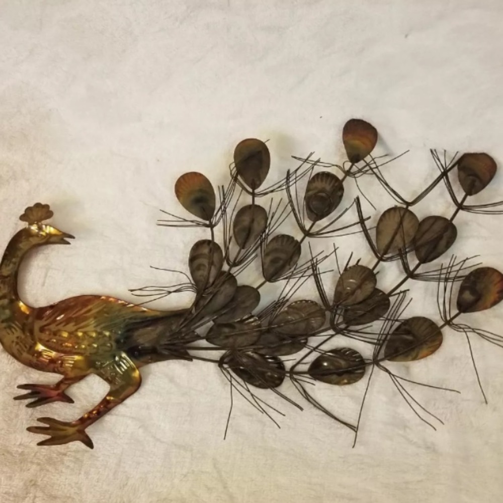 Super GROOVY 1960’s set of 2- Peacock wall art 16”X12” - Picture 2 of 11